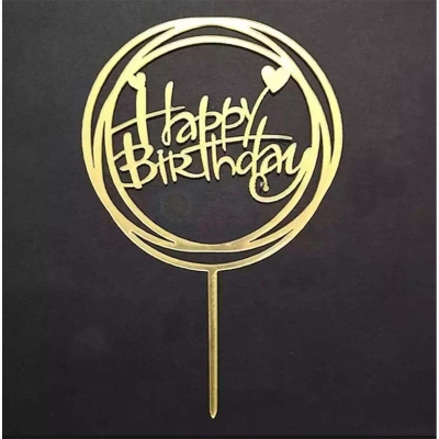 Picture of Happy Birthday Cake Topper-Gold