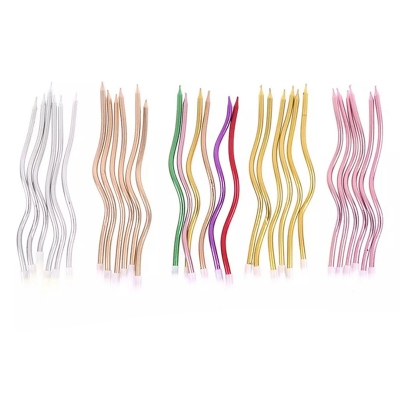 Picture of Spiral candle/Spiral Metallic Candle 6 Pcs-Multicolor