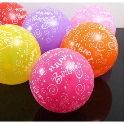 Picture of Happy birthday balloons 10 piece ( 12 inch )/Happy Birthday print balloon-Multicolor