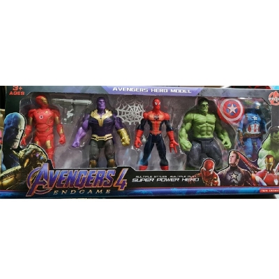Picture of Avengers Iron Man, Captain America, Hulk, Spider-Man, and Thanos Action Figure - 5pcs Set | Collectible Toys for Ultimate Marvel Fans-Black