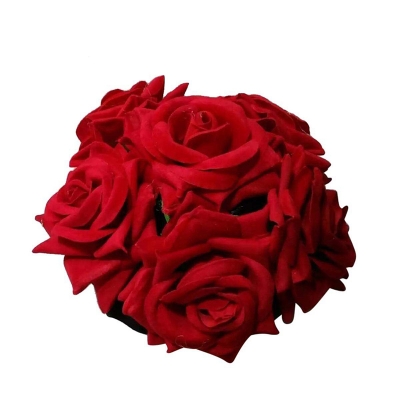 Picture of Rose Flower Khopa/Artificial Red Rose Khopa/Big Rose Flower Khopa/Gorgeous Golap Khopa - Hair Clip-Red-Int: One size