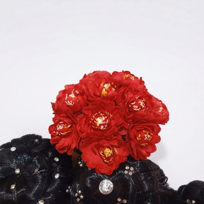 Picture of Red flower khopa for ladies and girls/Artificial flower khopa Red/Bride flower khopa White - Hair Band - Hair Clip - Hair Clip-Red-Int: One size