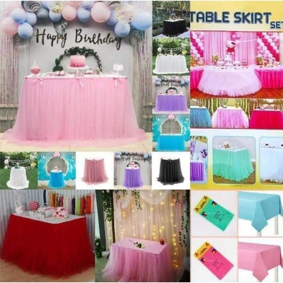 Picture of Table Skirt/Decorations Tissue Table Cover/Birthday Party Table Cover/Cutee Table Skirt Tulle For Bridal Shower Wedding, Baby Shower, Birthday Party, Any Party - Magic Stick-Multicolor