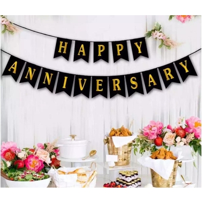 Picture of Happy anniversary banner/Anniversary card banner-Black