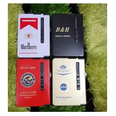 Picture of Cigarette Box With Jet Lighter 10 Pc Cigarette Launch Injection Holder Case Lighter-Multicolor