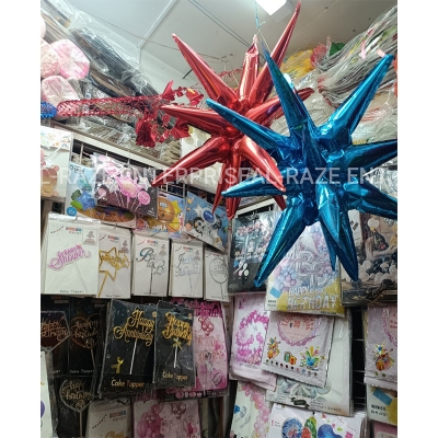 Picture of Pear Star Balloon-2pcs/ Creative Birthday Wedding Starburst Balloons Party Decoration Aluminum Foil Balloons-2pcs-Multicolor