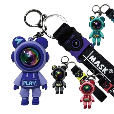 Picture of Astronaut Bears Key Chains Ring Fashion Cute Animal Bag Key ring Holder for Motor Bike Car Accessories Gift