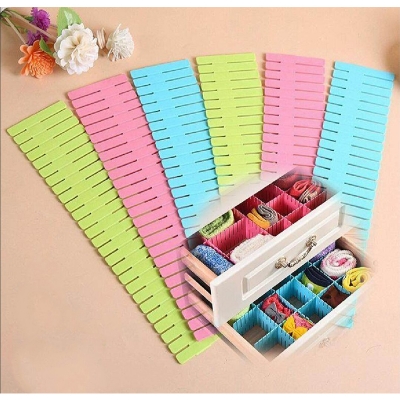 Picture of 4PCS Scalable Drawer Divider Drawer Clapboard Storage Wardrobe Closet Separator Underwear Drawer Organizer Board Partition-Multicolor
