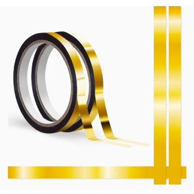 Picture of 2 Roll Gold mirror Tape half inchi Self-Adhesive Metallized Polyester Film Tape gold Graphic Art Tape For Decorating Walls, Cars, Boats DIY gold Foil Tape Mirror Tape-Gold