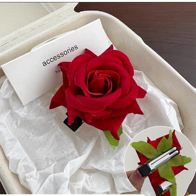 Picture of Rose flower hair clip-1pc/Artificial Large Rose Flower Hair Clip-Int: One size