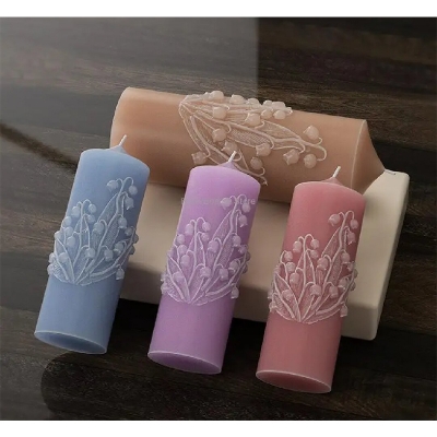 Picture of Floral Pillar Candles -1pc/ Lily of the Valley Bell Flower-Bell orchid flower candle