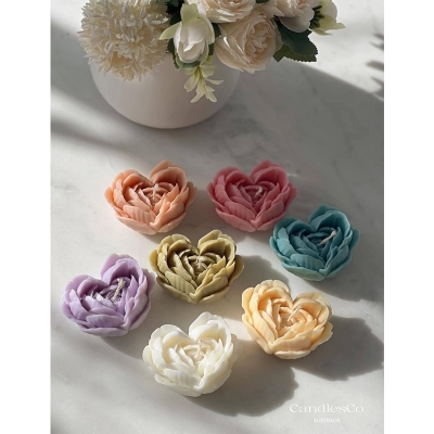 Picture of Love shape Peony Flower Candle-1pc/Elegant love Floral Design candle -1pc