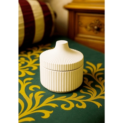 Picture of Home Decor Round shape concrete jwellery box-White