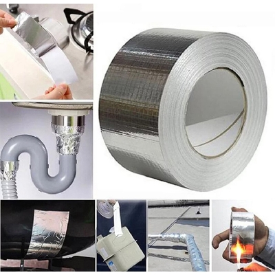 Picture of Super Waterproof Tape Butyl Rubber Aluminium Foil Tape is applicable in electrical, HVAC and construction industries-Silver 50mm