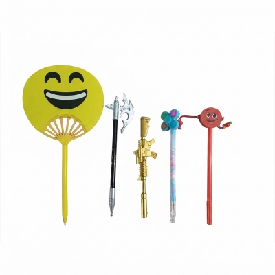 Picture of Emoji fan pen/Sword pen/Gun pen/cartoon, multi-model Shape Pen- 5 Pcs Beautiful design pen combo-Multicolor