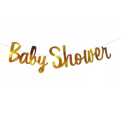 Picture of Baby Shower bunting Banner for Baby Shower Decorations - 1pc | Baby Shower Decoration Item | Baby Shower Golden Banner-Gold