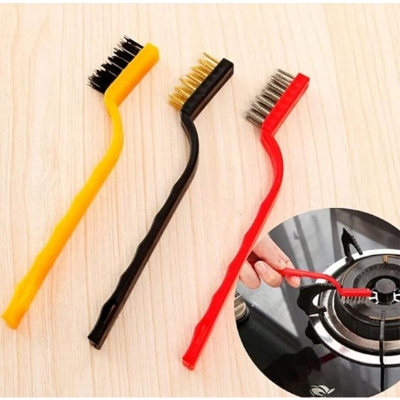 Picture of 3Pcs/Set 7 inches Stainless Steel Brush Brass Cleaning Brush Polishing Rust Remover Metal Wire Brush Cleaning Tool Family-Multicolor