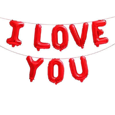 Picture of I Love You Letter Helium Gas Foil Balloon Wedding Anniversary Party Valentine's Day Decoration Happy Birthday Decoration-Red