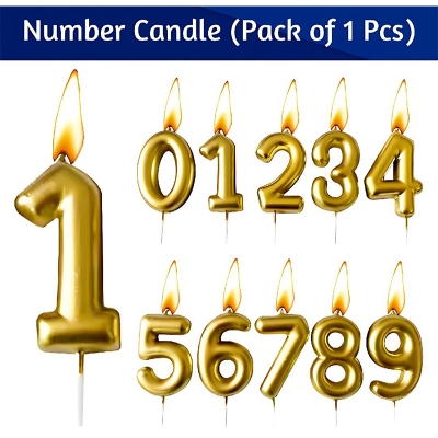 Picture of Metallic Gold Number Candles For Birthday Party Wedding Decoration Reunions Theme Party