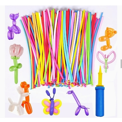 Picture of 20Pcs Long Balloon Animals kit Twisting Balloons with air Pump (20pcs Latex Long Balloons)-Multicolor