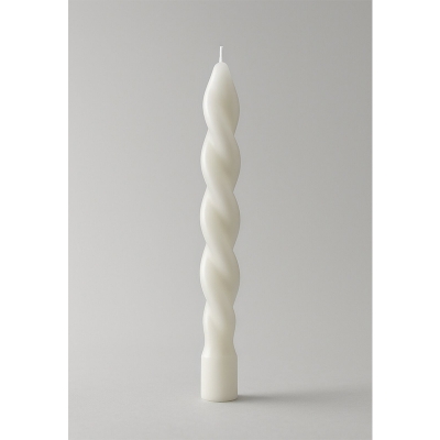 Picture of Long Twisted Table Candles Spiral Luxury Candles-White