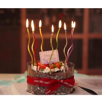 Picture of Spiral candle/Spiral Metallic Candle 6 Pcs-Multicolor