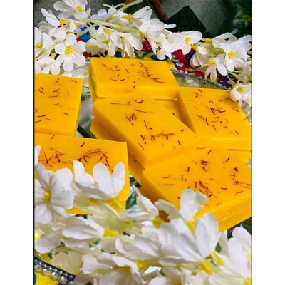Picture of Hand Made Real Saffron Goat Milk Bar Soap -90g-Beauty soap-gold