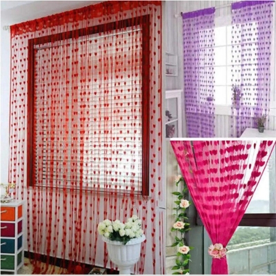 Picture of Love Heart String Curtain/Window Door Divider Sheer Curtain Valance, Curtains Sets-Multicolor