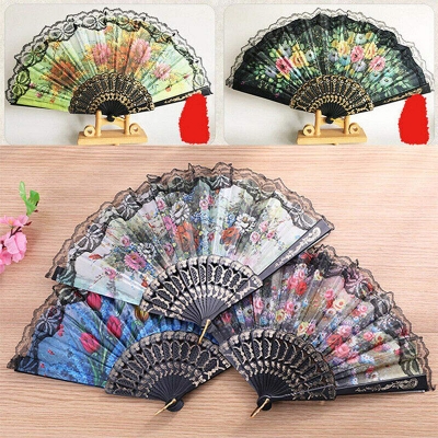 Picture of Chinese Style Lace Hand Held Folding Fan/Dance Party Wedding Decor Hand Fans Wedding Favors Chinese -1pcs-Multicolor-Int: One size