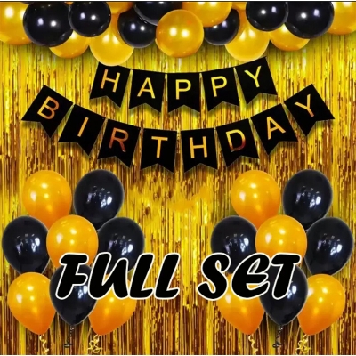 Picture of Happy birthday low budget combo set golde and black-Black
