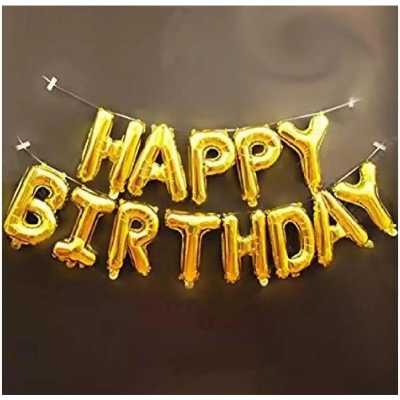 Picture of Happy Birthday Foil Banner 13 Piece - Birthday Decoration/Happy Birthday Foil Balloon Banner Big Size Letter Multicolor-Gold