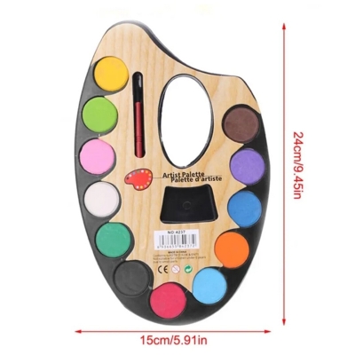 Picture of Artist Palette Water Colour Set of 12 Color +1Paint Brush small size-Black