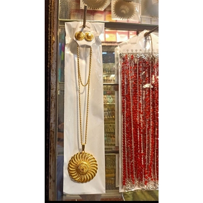 Picture of Gold plated locket chain with ear ring for women-Gold