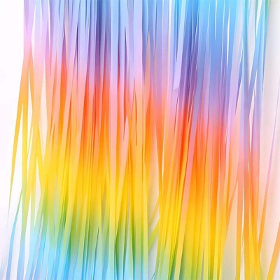 Picture of Rainbow Gradient Colorful Metallic Foil Fringe Curtain/Pastel Candy Colored Metallic Tinsel Curtain Backdrop for Birthday Party Baby Shower Party Decoration-Rainbow