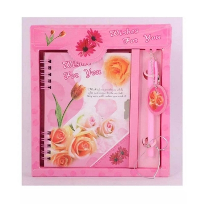Picture of Lock diary/Valentain Supper Gift Lock Diary With Pen Gift Set-Multicolor-A1