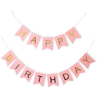 Picture of Happy Birthday Banner 13 Piece Card - Pink-Pink