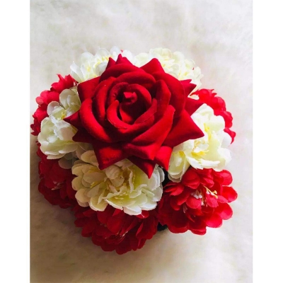 Picture of Beautiful bridal rose hair khopa-Red