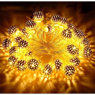 Picture of Golden Metal Ball Fairy Light, Metal Ball String Light - Fairy lights 20pcs string lights Party Wedding Decoration-Golden