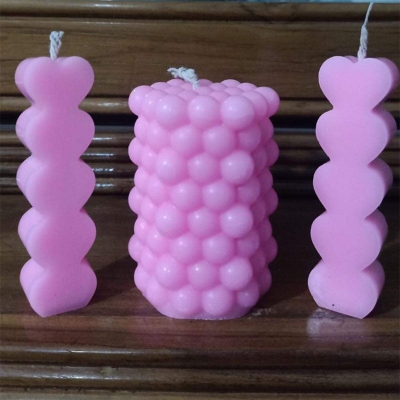 Picture of Pilar love candle set with dot bubble candle-3pc-Pink