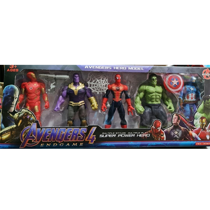 Picture of Avengers Iron Man, Captain America, Hulk, Spider-Man, and Thanos Action Figure - 5pcs Set | Collectible Toys for Ultimate Marvel Fans-Black