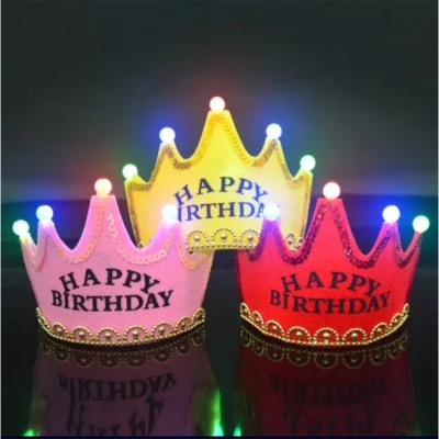Picture of Celebrate in Style with the Happy Birthday LED Crown Hat: Add a Spark of Joy with the Illuminating and Festive Crown Design-Multicolor