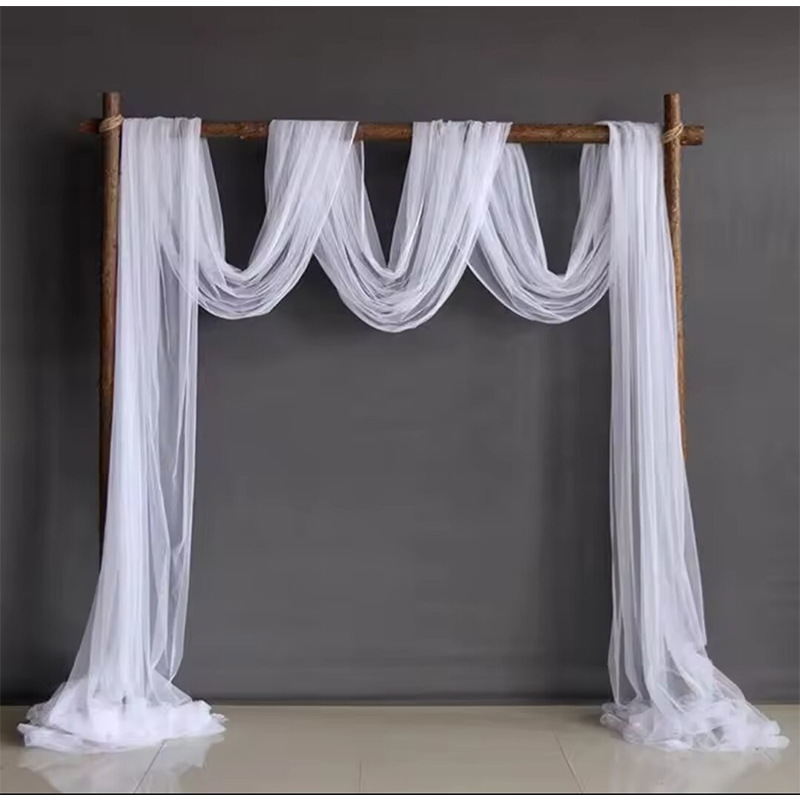 Picture of 10 feet White Crystal Organza Tulle Sheer Fabric Backdrop Curtains for Wedding Bridal Shower Birthday Party Event Decorations