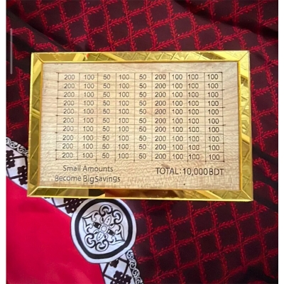 Picture of Premium Gold Frame Money Saving Challenge Board – Save 10,000 BDT Goal Planner-Multicolor