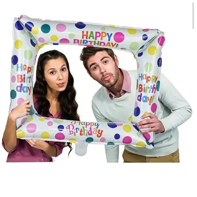 Picture of Inflatable Selfie Frame Balloons Photo Frame Balloons Photo Booth Props for Birthday Graduation Party Décor-Multicolor