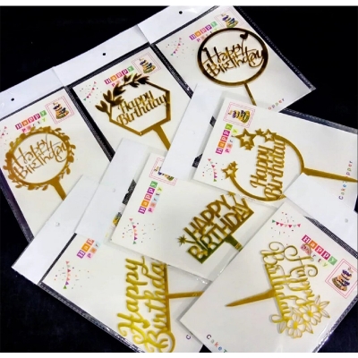 Picture of Happy Birthday Cake Topper for Cake Decoration- (Pack of 1 Pcs)-Gold