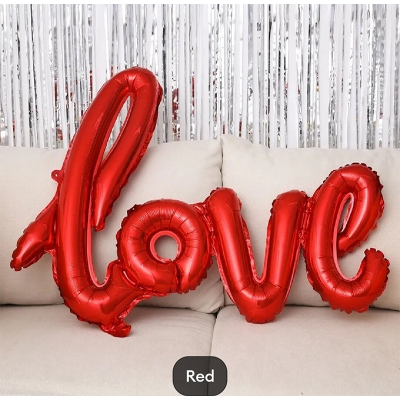 Picture of LOVE Letters Red Color Foil Balloon/Spiral Letters foil banner For Birthday, Engagement, Wedding Party Celebration Decoration Supplies-Led
