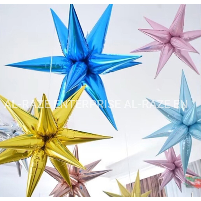 Picture of Pear Star Balloon-2pcs/ Creative Birthday Wedding Starburst Balloons Party Decoration Aluminum Foil Balloons-2pcs-Multicolor
