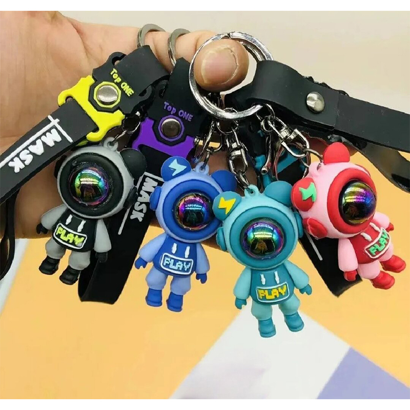 Picture of Astronaut Bears Key Chains Ring Fashion Cute Animal Bag Key ring Holder for Motor Bike Car Accessories Gift