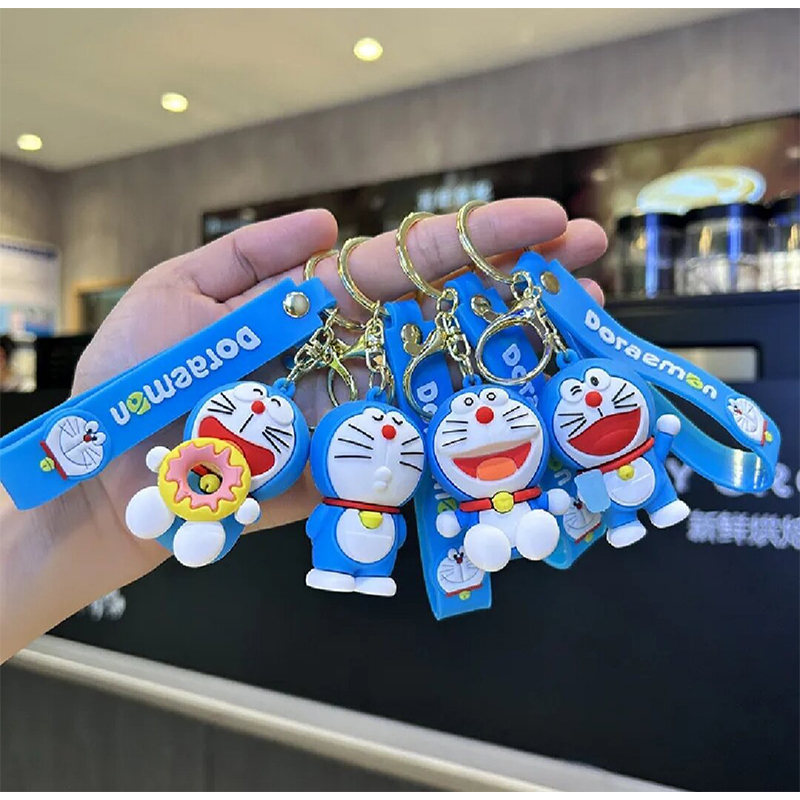 Picture of Doreamon keychain/Anime Cartoon Doraemon Keychain Cute Car Key Ring Small Doll Pendant Backpack Gifts for Friends-Blue