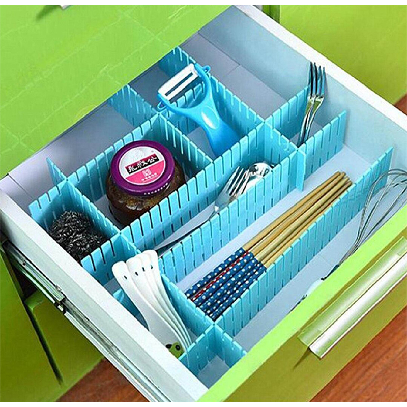 Picture of 4PCS Scalable Drawer Divider Drawer Clapboard Storage Wardrobe Closet Separator Underwear Drawer Organizer Board Partition-Multicolor
